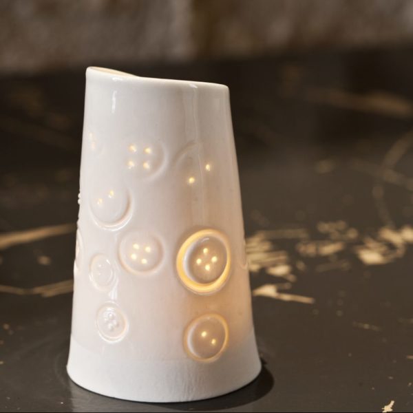 Photophore papier porcelaine BUTTON Atelier Ceramics d. Delphine Millet