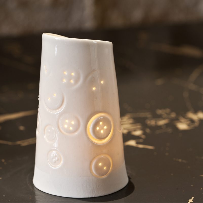 Photophore papier porcelaine BUTTON Atelier Ceramics d. Delphine Millet