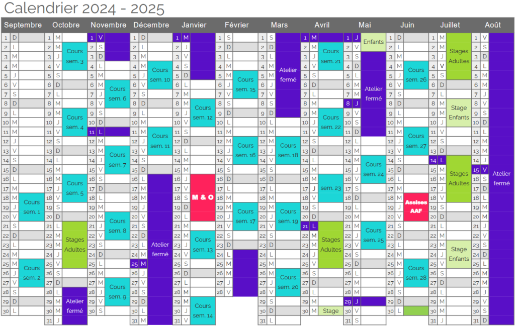 Calendrier Atelier Ceramics D. 2024 2025
